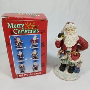 Vintage Old World Santa Resin Figurine Hand Painted Christmas Decoratio